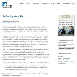 Perfecting Your Pitch
