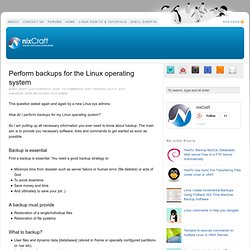 Backups for the Linux operating system