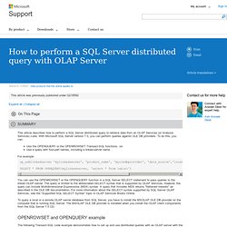 How to perform a SQL Server distributed query with OLAP Server