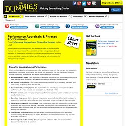 Performance Appraisals & Phrases For Dummies Cheat Sheet