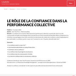 Le rôle de la confiance dans la performance collective