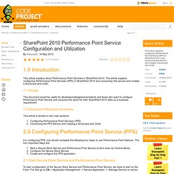 SharePoint 2010 Performance Point Service Configuration and Utilization