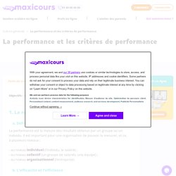 La performance et les critères de performance - Maxicours