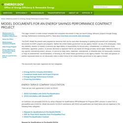 Model Documents for an Energy Savings Performance Contract Project