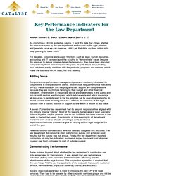 Key Performance Indictors for the Law Department