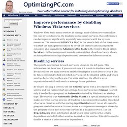 Improve performance by disabling Windows Vista-services