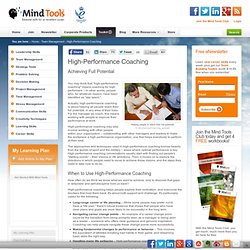 High-Performance Coaching - Team Management Training from MindTools