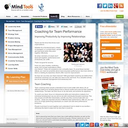 Coaching for Team Performance - Team Management Training from MindTools