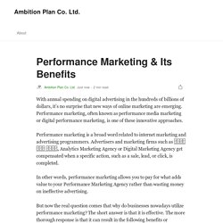 Performance Marketing & Its Benefits