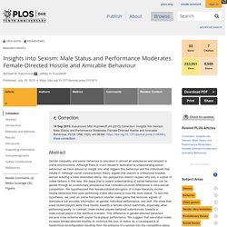 Insights into Sexism: Male Status and Performance Moderates Female-Directed Hostile and Amicable Behaviour