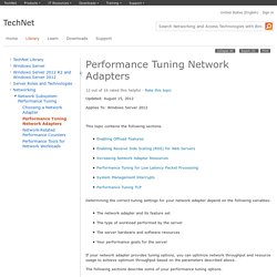 Performance Tuning Network Adapters