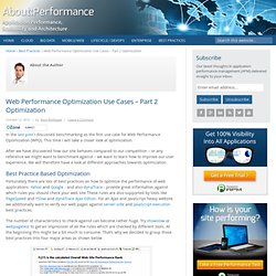 Web Performance Optimization Use Cases – Part 2 Optimization Application Performance