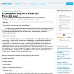 La performance organisationnelle de Mercedes-Benz - Chronologie - jadeabdl