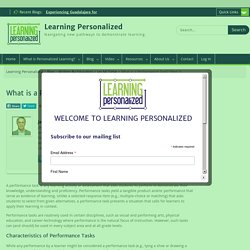 What is a Performance Task? (Part 1) - Learning Personalized