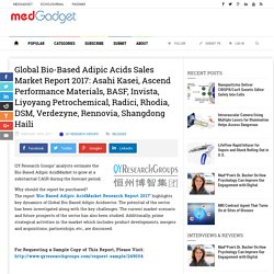 Global Bio-Based Adipic Acids Sales Market Report 2017: Asahi Kasei, Ascend Performance Materials, BASF, Invista, Liyoyang Petrochemical, Radici, Rhodia, DSM, Verdezyne, Rennovia, Shangdong Haili