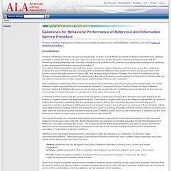 Guidelines for Behavioral Performance of Reference and Information Services Professionals