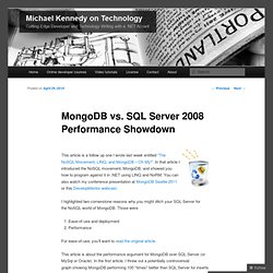 MongoDB vs. SQL Server 2008 Performance Showdown