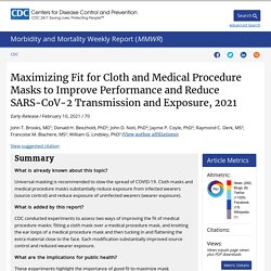 10.02.21 Maximizing Fit for Cloth and Medical Procedure Masks to Improve Performance and Reduce SARS-CoV-2 Transmission and Exposure, 2021