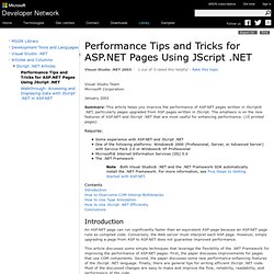Performance Tips and Tricks for ASP.NET Pages Using JScript .NET