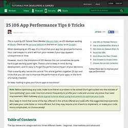 25 iOS App Performance Tips & Tricks - Ray Wenderlich