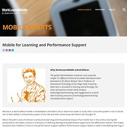 Mobile for Learning and Performance Support - Mobile Experts - WorkLearnMobile
