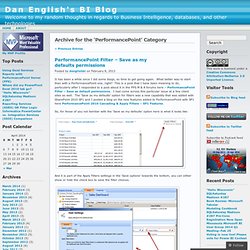 PerformancePoint « Dan English's BI Blog
