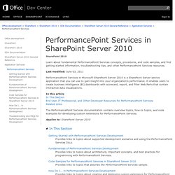 PerformancePoint Services in SharePoint Server 2010