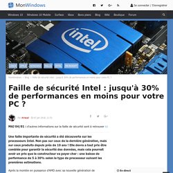Faille de sécurité Intel : jusqu'à 30% de performances en moins pour votre PC ?