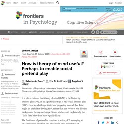 How is theory of mind useful? Perhaps to enable social pretend play