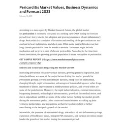 Pericarditis Market Values, Business Dynamics and Forecast 2023 – Telegraph