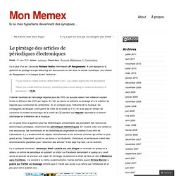 Mon Memex · Le piratage des articles de périodiques électronique