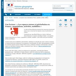 Une lecture : « Les espaces ruraux et périurbains en France : populations, activités, mobilités » - Histoire-géographie - Éduscol