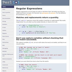 Perl 101 - Regexes