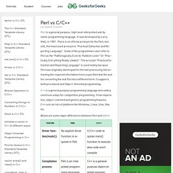 Perl vs C/C++