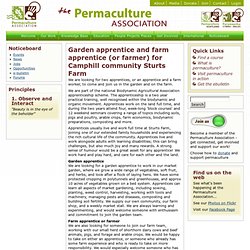 Garden apprentice and farm apprentice (or farmer) for Camphill community Sturts Farm