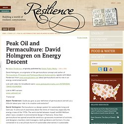 Peak Oil and Permaculture: David Holmgren on Energy Descent