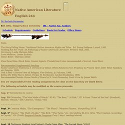 Dr. Permenter - English 244 Native American Literature Syllabus