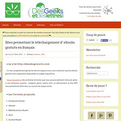 Sites permettant le téléchargement d’ ebooks gratuits en français