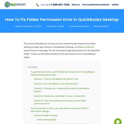 How To Fix Folder Permission Error In QuickBooks Desktop