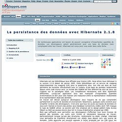 La persistance des donnÃ©es avec Hibernate 2.1.8 - Club d&#039;entraide des dÃ©veloppeurs francophones