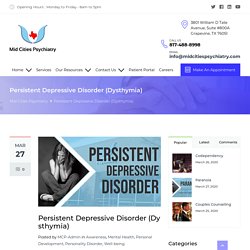 Persistent Depressive Disorder (Dysthymia)