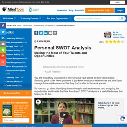 Personal SWOT Analysis - Career Planning from MindTools.com