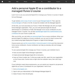 Add a personal Apple ID as a contributor to a managed iTunes U course