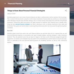 Things to Know About Personal Financial Strategists