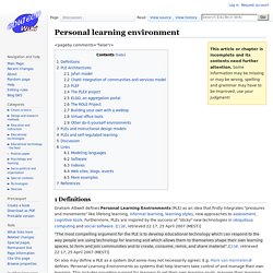 Personal learning environment