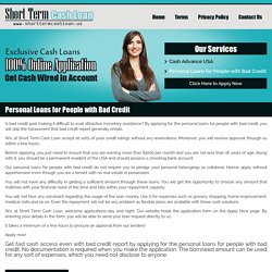 Personal Loans for People with Bad Credit- Get Short Term Bad Credit Cash Loans