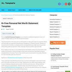 8+ Free Personal Net Worth Statement Template