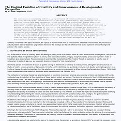 THE CONJOINT EVOLUTION OF CREATIVITY AND CONSCIOUSNESS: A DEVELOPMENTAL PERSPECTIVE by M. Allan Cooperstein, Ph.D.