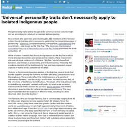 'Universal' personality traits don't necessarily apply to isolated indigenous people