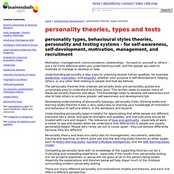 personality styles, types, theories and psychometrics models, personality tests and quizzes theory